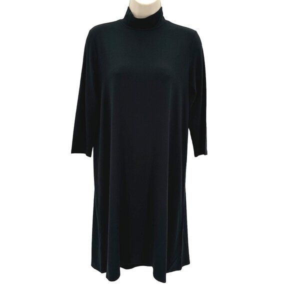 NWT J.Jill Wearever Collection Black Mock Turtleneck Shift Dres M Petite - Picture 1 of 7